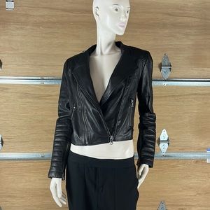 NWOT Alice + Olivia 100% Lambskin Moto Jacket Size Medium, defective zipper